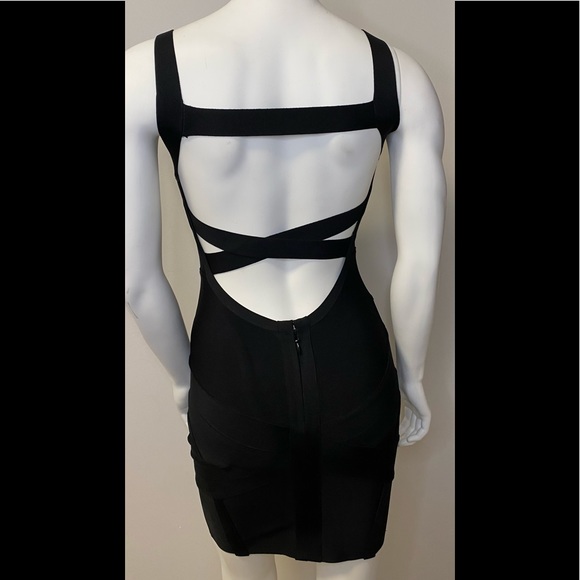Black Open Back Bodycon Dress - Picture 2 of 2